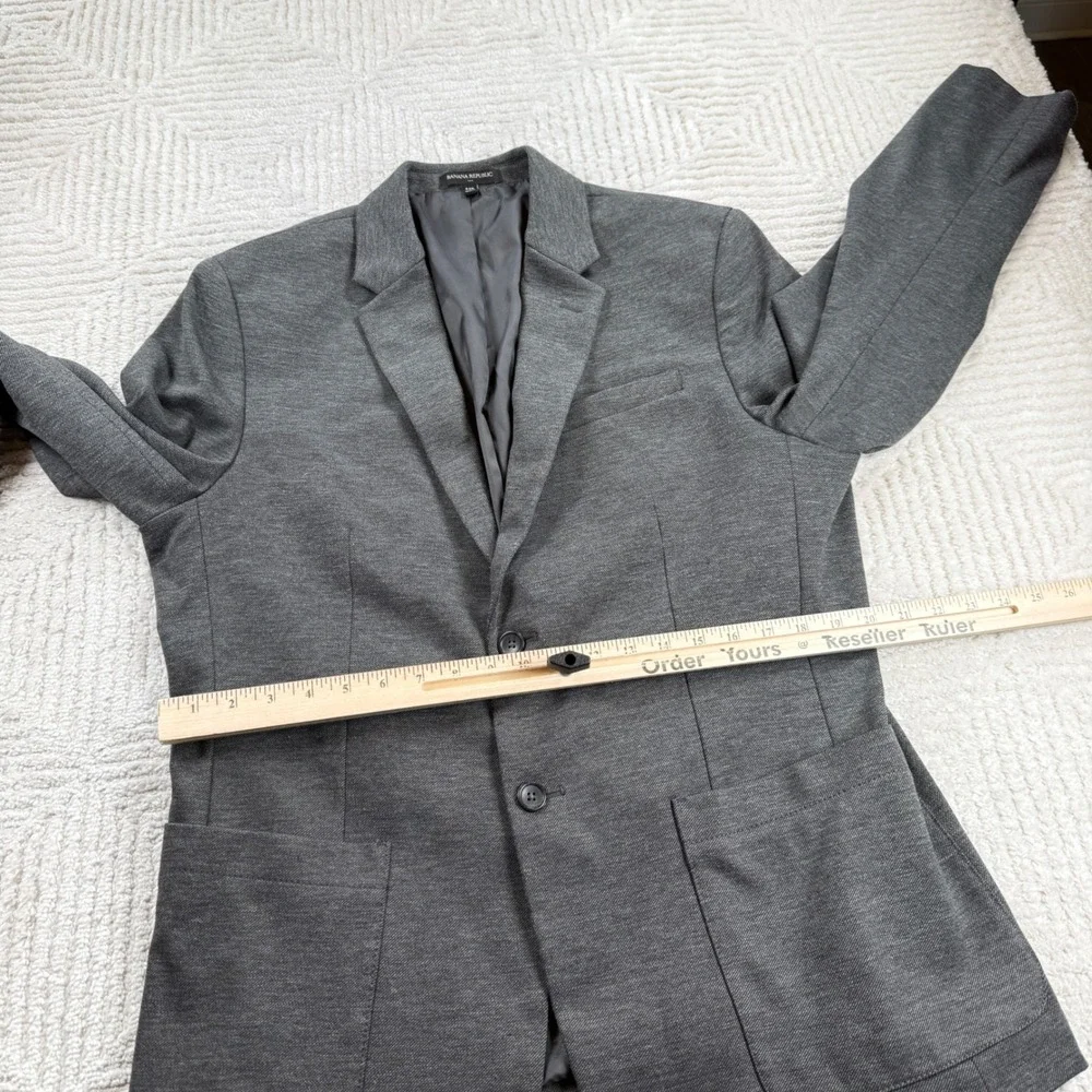 Banana Republic Blazer Mens 44R Grey Slim Fit Sport Coat Knit Preppy Old Money